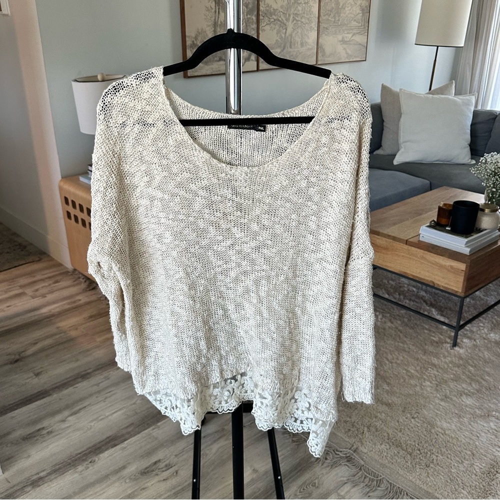 LF qed London Lace Trimmed Sweater
